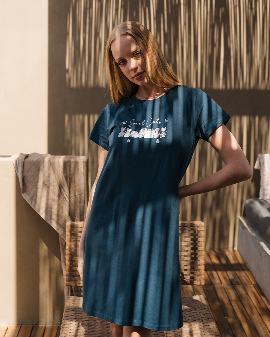 Boho Art Chemise de nuit à manches mi-longues pour femme