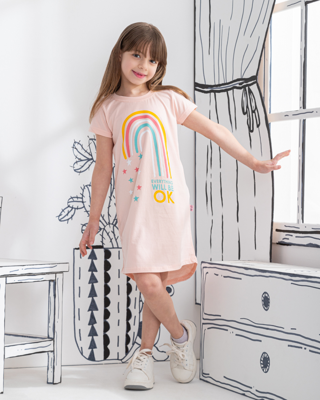 Tout ira bien Chemise fille en coton à manches mi-longues