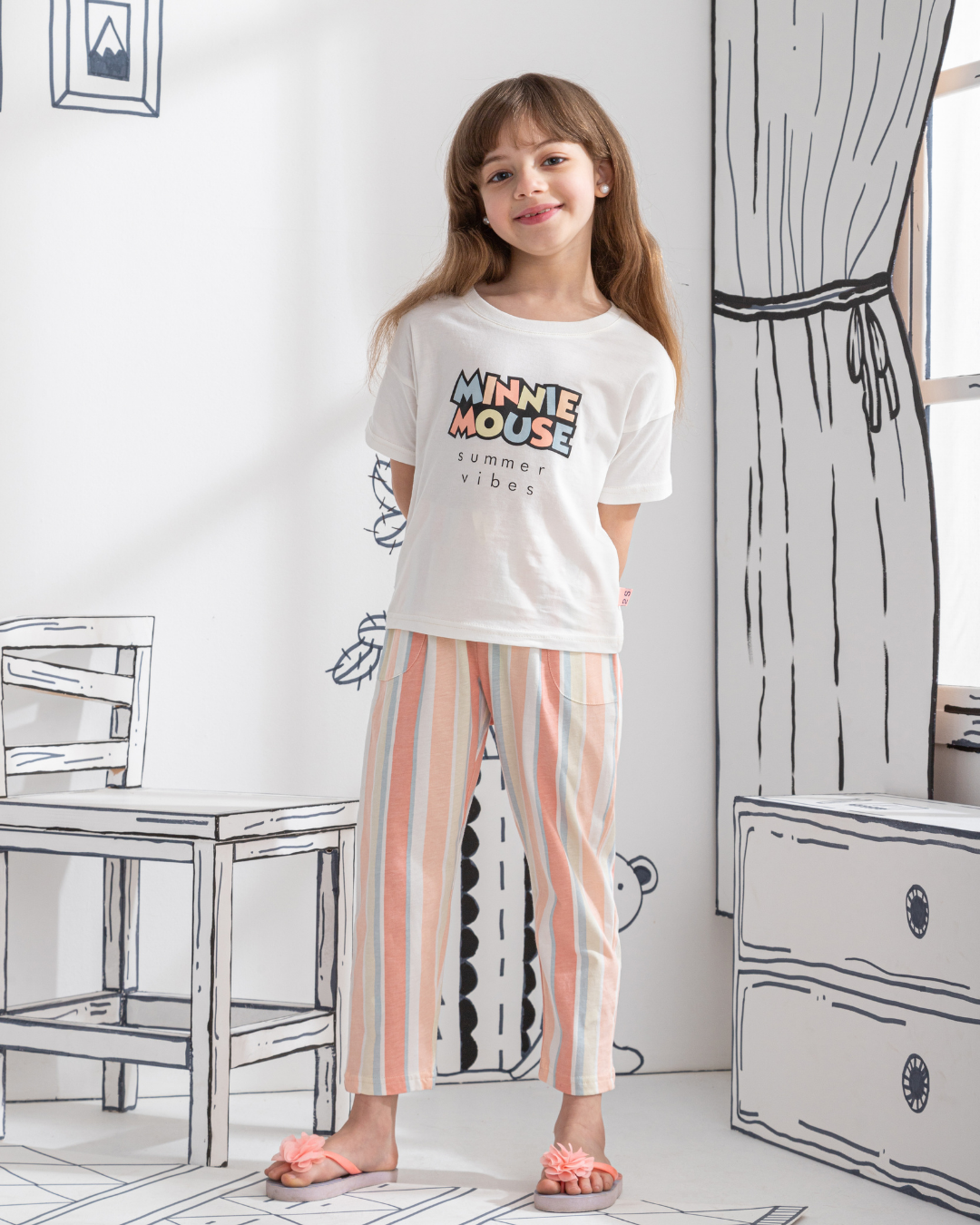 Pyjama fille Minnie Mouse Summer Vibes à manches mi-longues