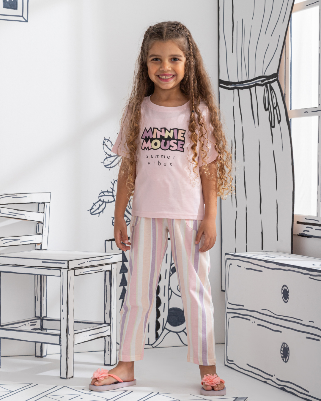 Pyjama fille Minnie Mouse Summer Vibes à manches mi-longues