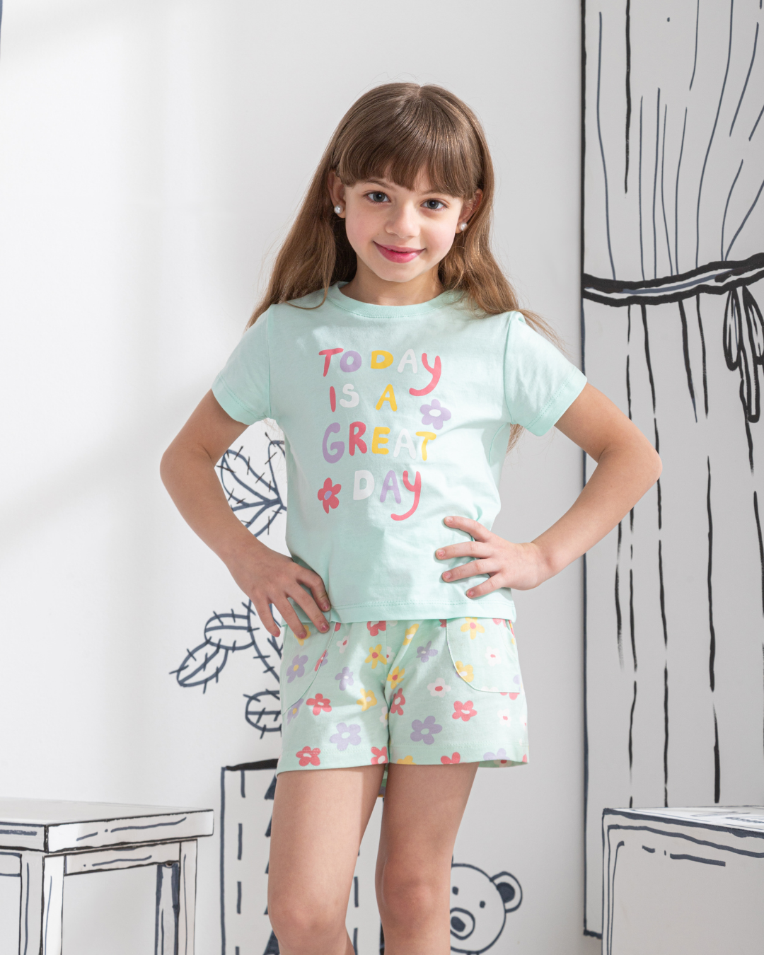 Aujourd'hui est un grand jour. Pyjama fille demi manches