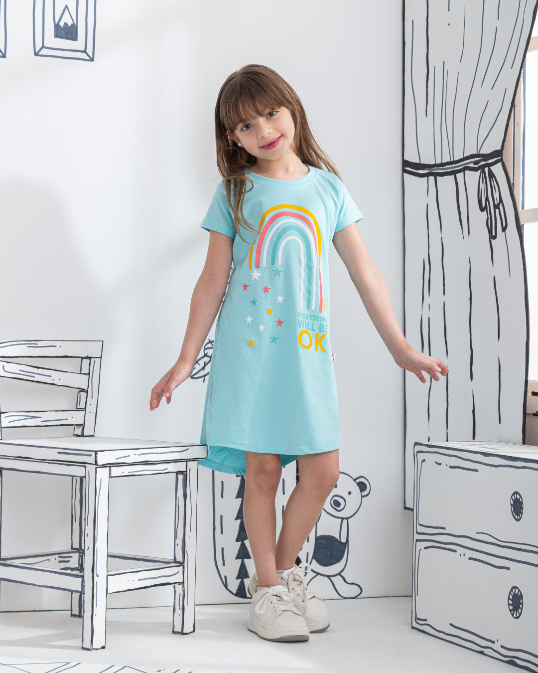 Tout ira bien Chemise fille en coton à manches mi-longues