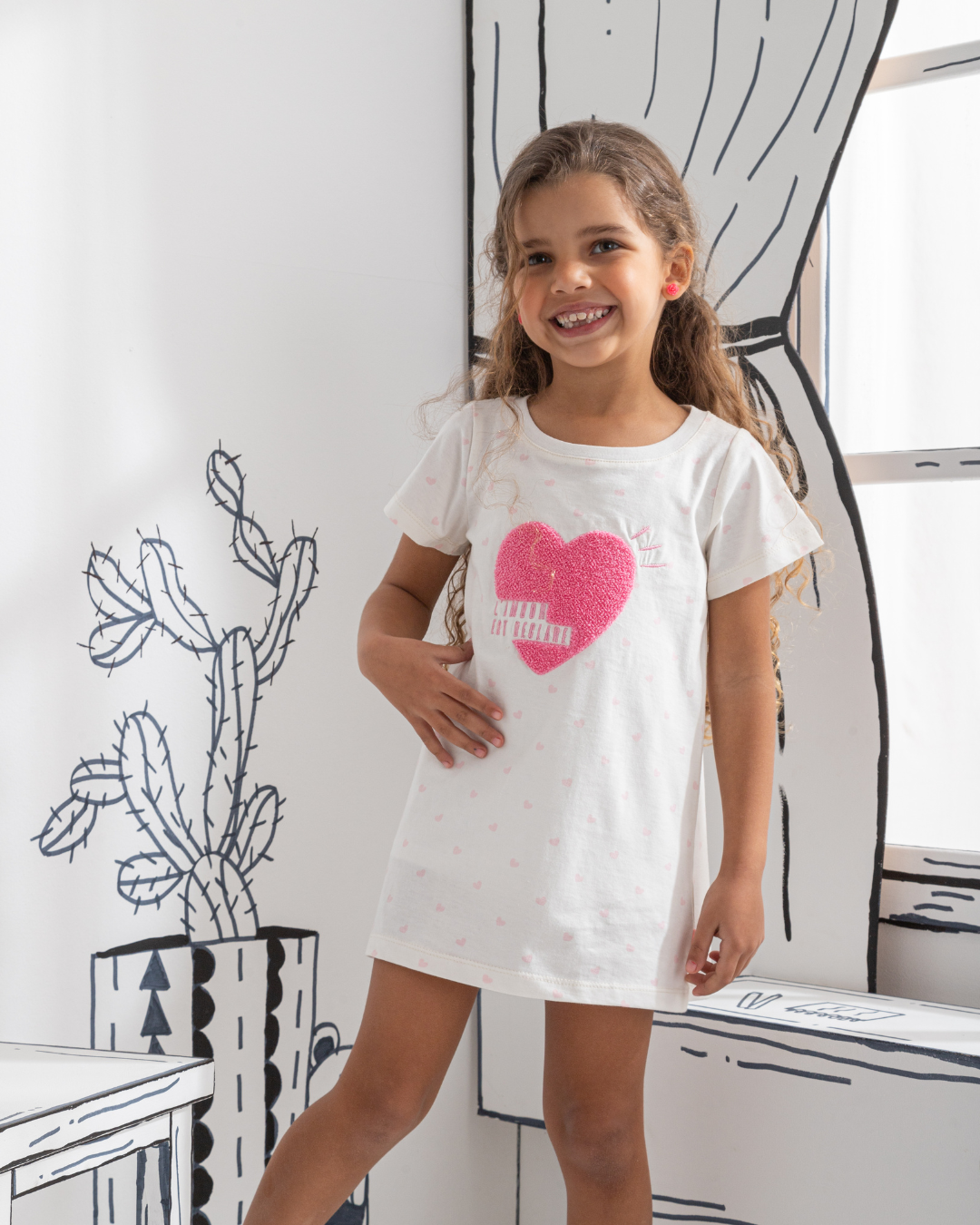 Chemise à manches mi-longues pour filles L'Amour