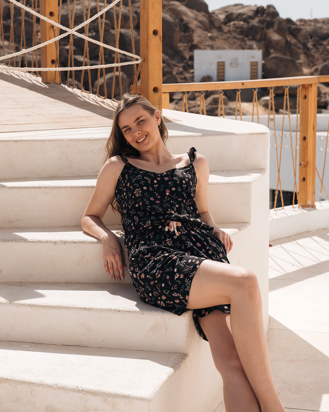 Short de pyjama noir à fleurs pour femmes