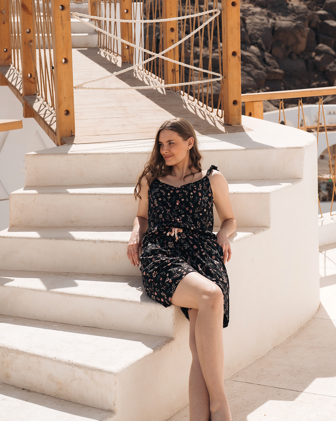 Short de pyjama noir à fleurs pour femmes