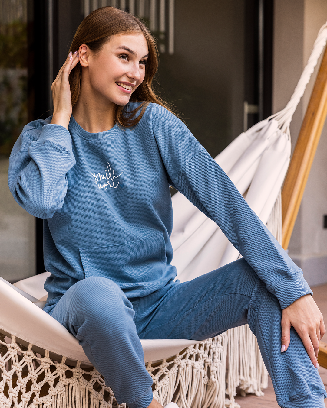 Smile more Pyjama femme, matière gaufrée