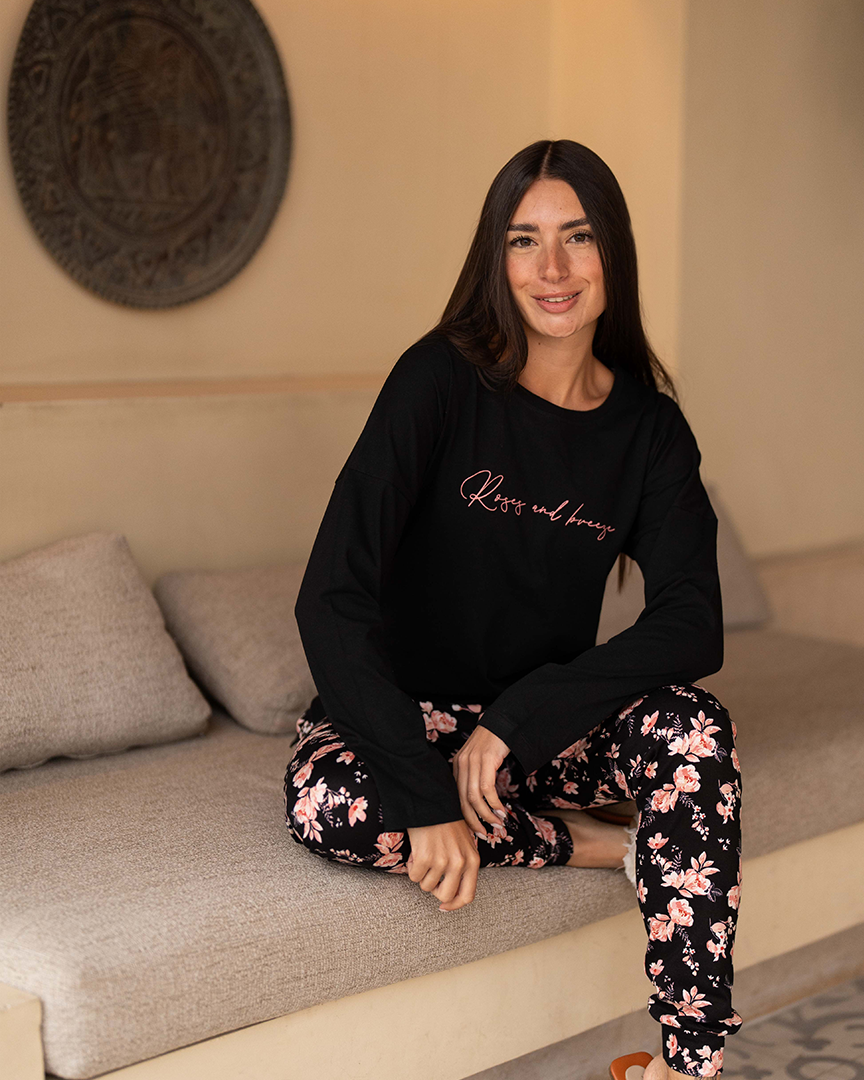 Roses et brise Pyjama à épaules dénudées pour femmes