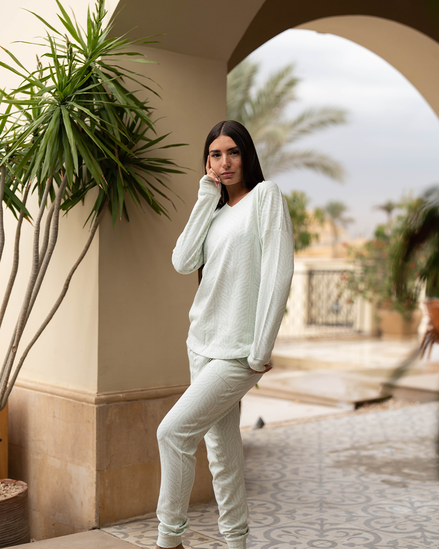 Jacquard Leaves Pyjama femme jacquard imprimé branches