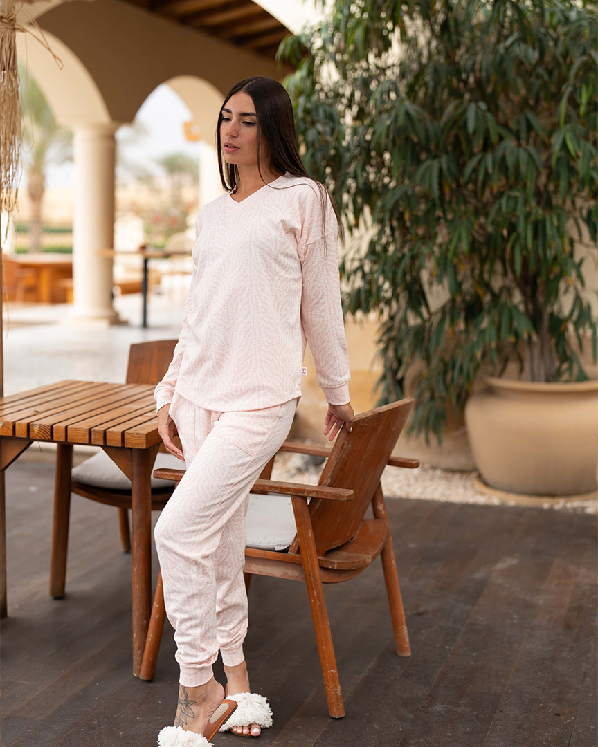 Jacquard Leaves Pyjama femme jacquard imprimé branches