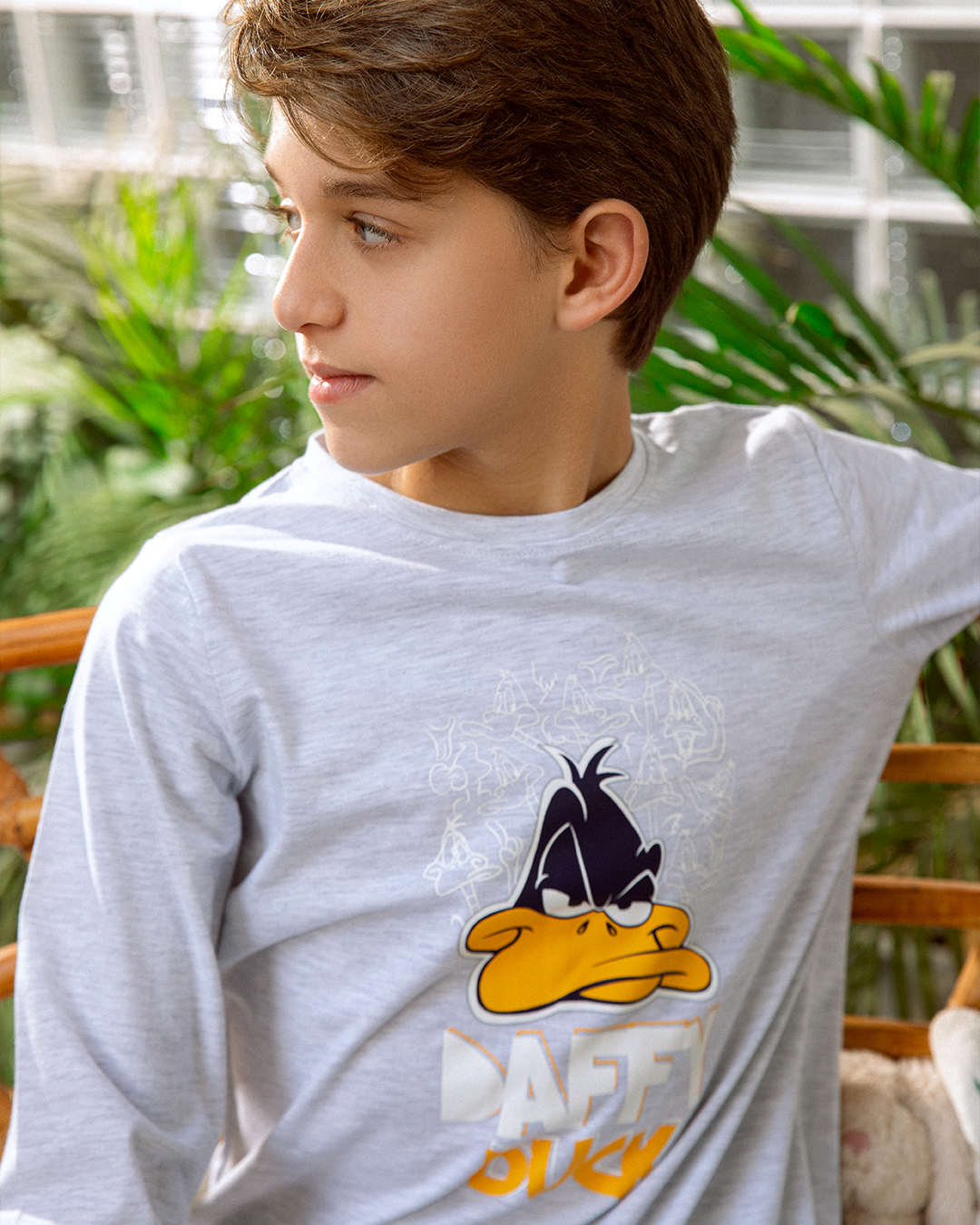 Pyjama en coton à manches longues pour garçons Daffy Duck * Pantalon à rayures Milton d'été