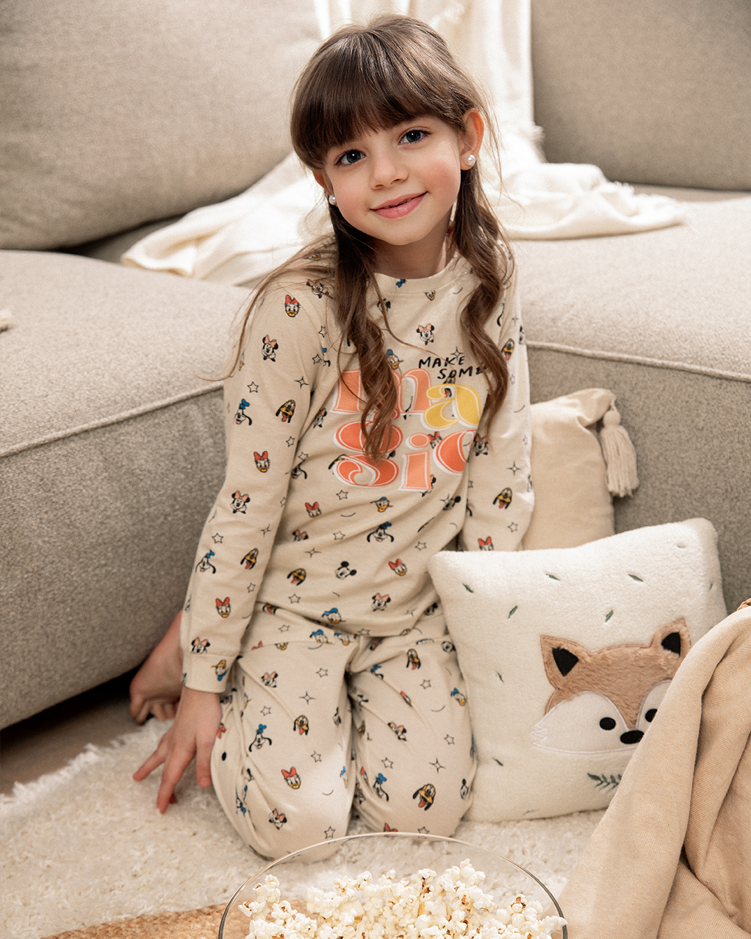 Pyjama manches longues fille Minnie et Mickey