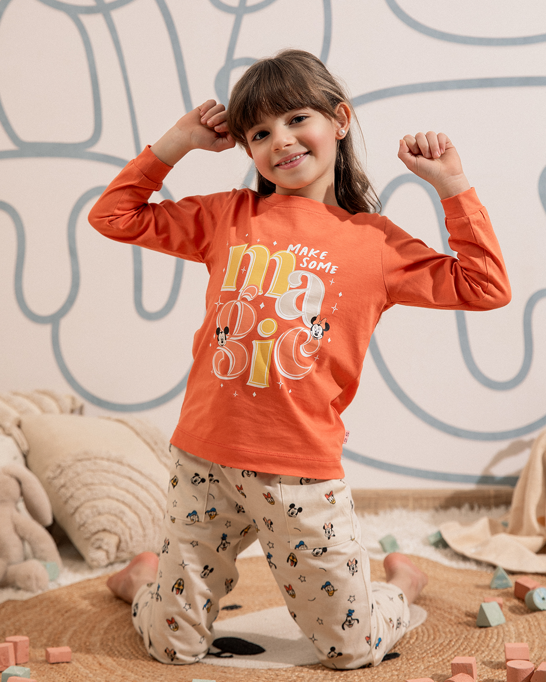 Pyjama manches longues fille Minnie et Mickey