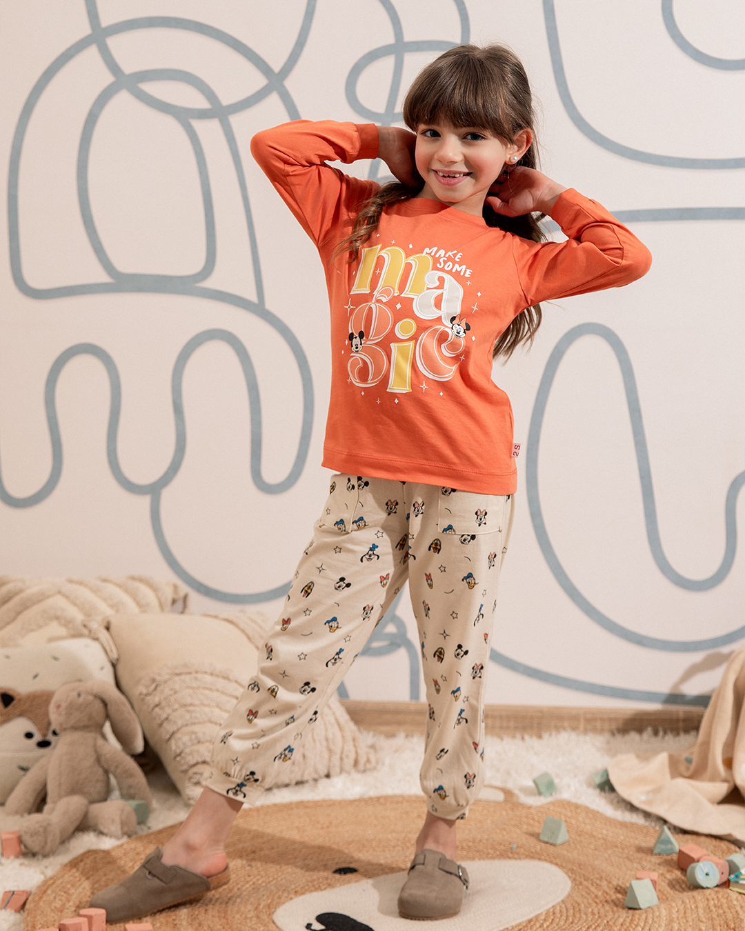 Pyjama manches longues fille Minnie et Mickey