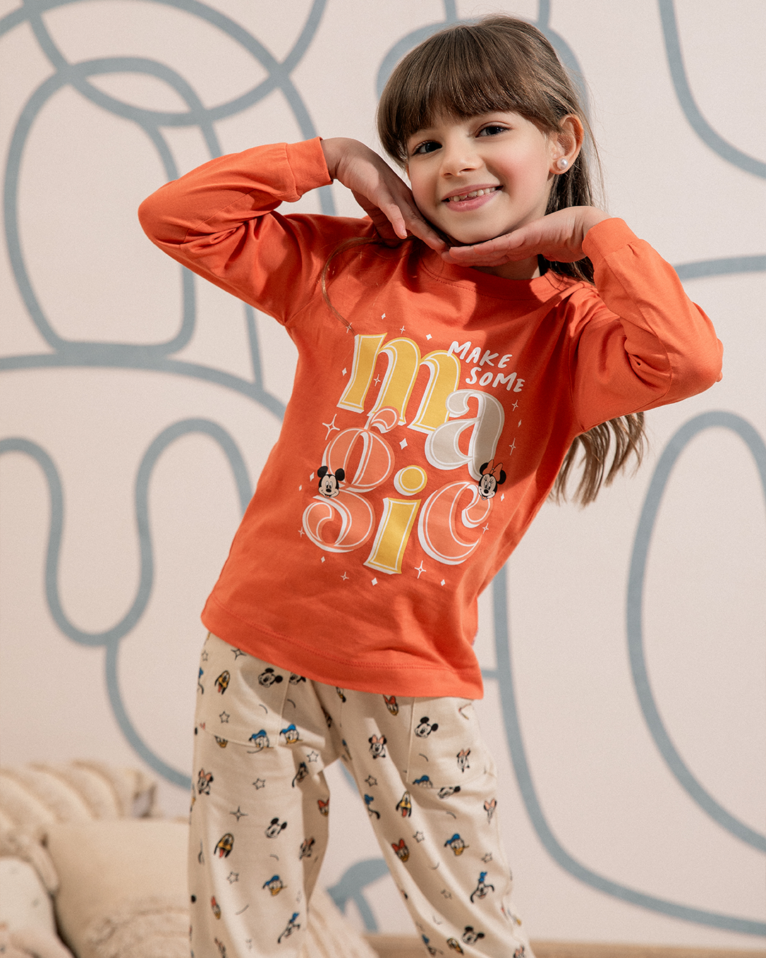 Pyjama manches longues fille Minnie et Mickey