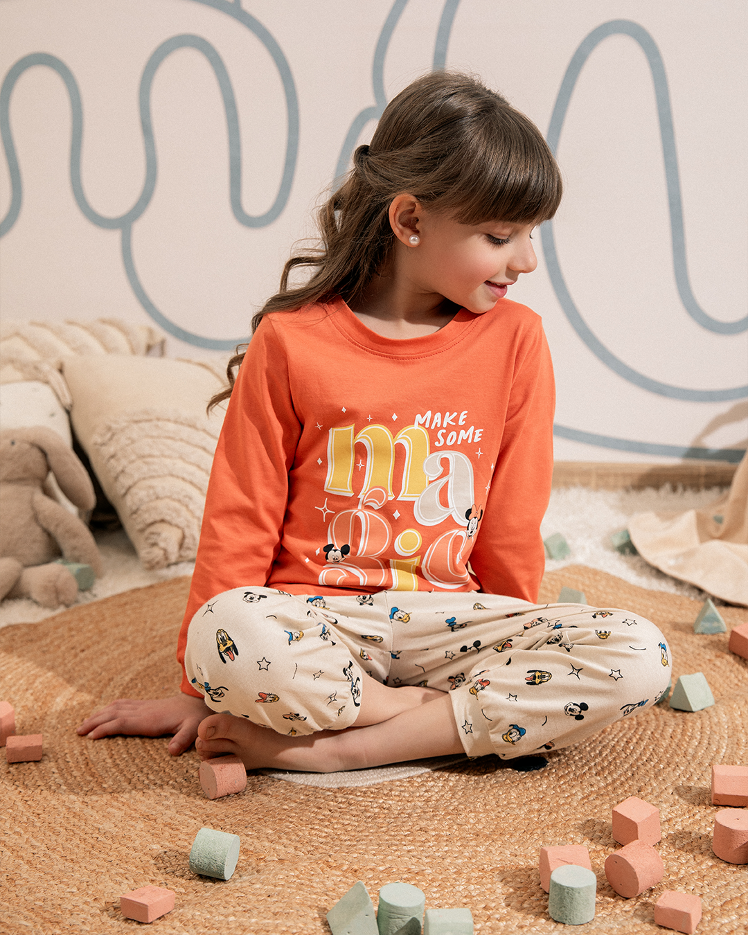 Pyjama manches longues fille Minnie et Mickey