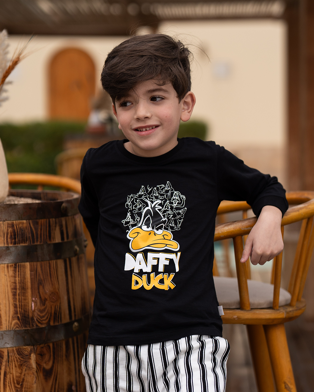 Daffy Duck Pyjama en coton à manches longues pour bébé garçon * Pantalon d'été à rayures Melton