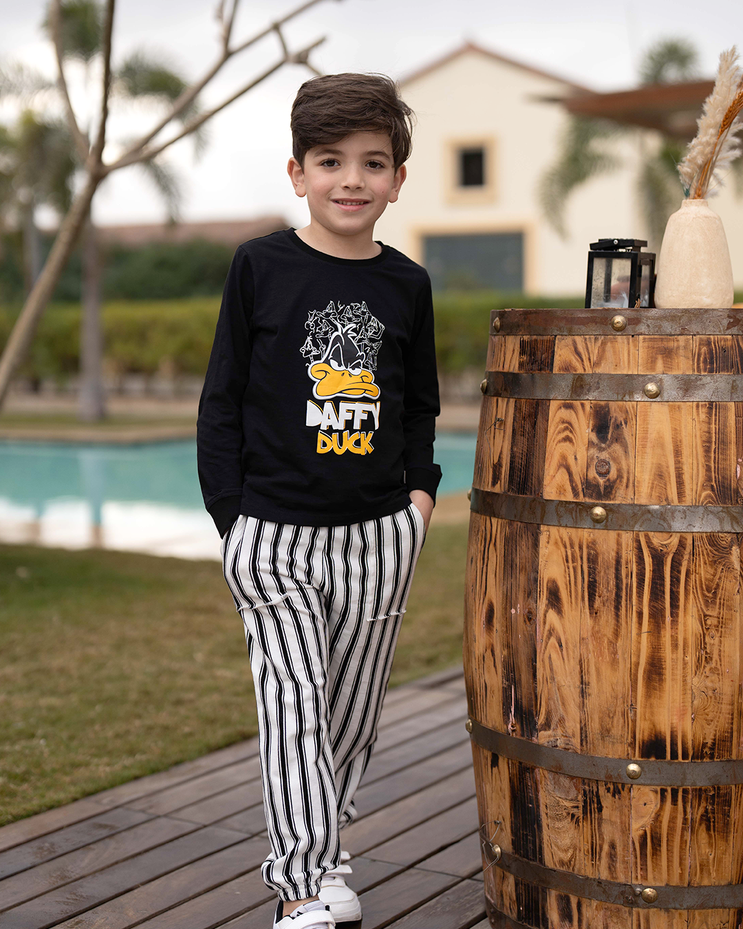 Daffy Duck Pyjama en coton à manches longues pour bébé garçon * Pantalon d'été à rayures Melton