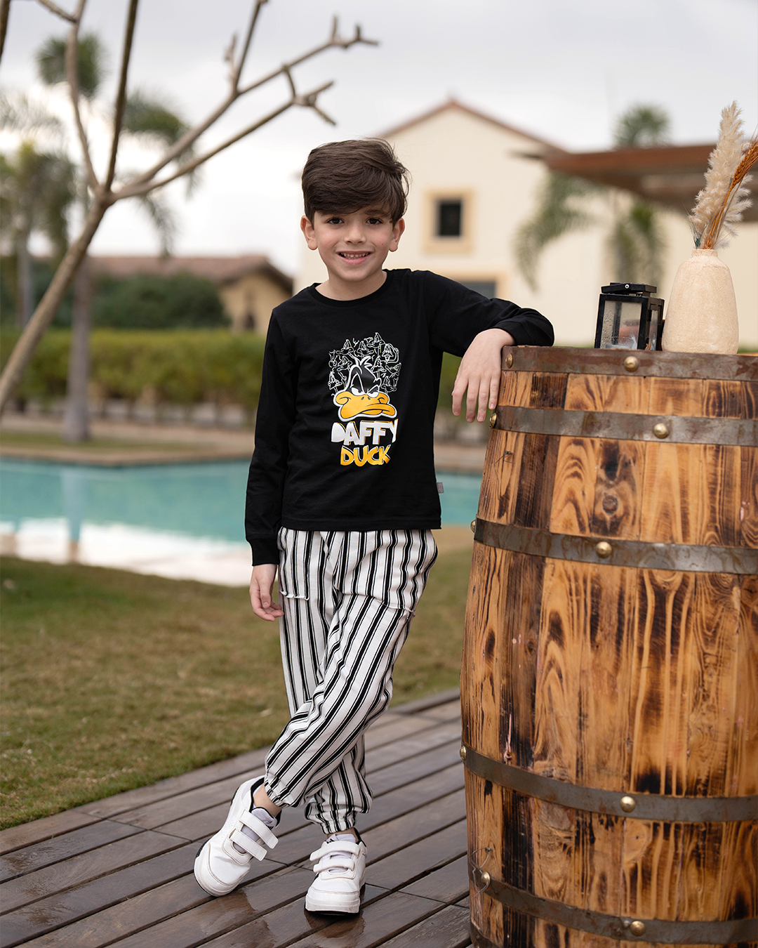 Daffy Duck Pyjama en coton à manches longues pour bébé garçon * Pantalon d'été à rayures Melton