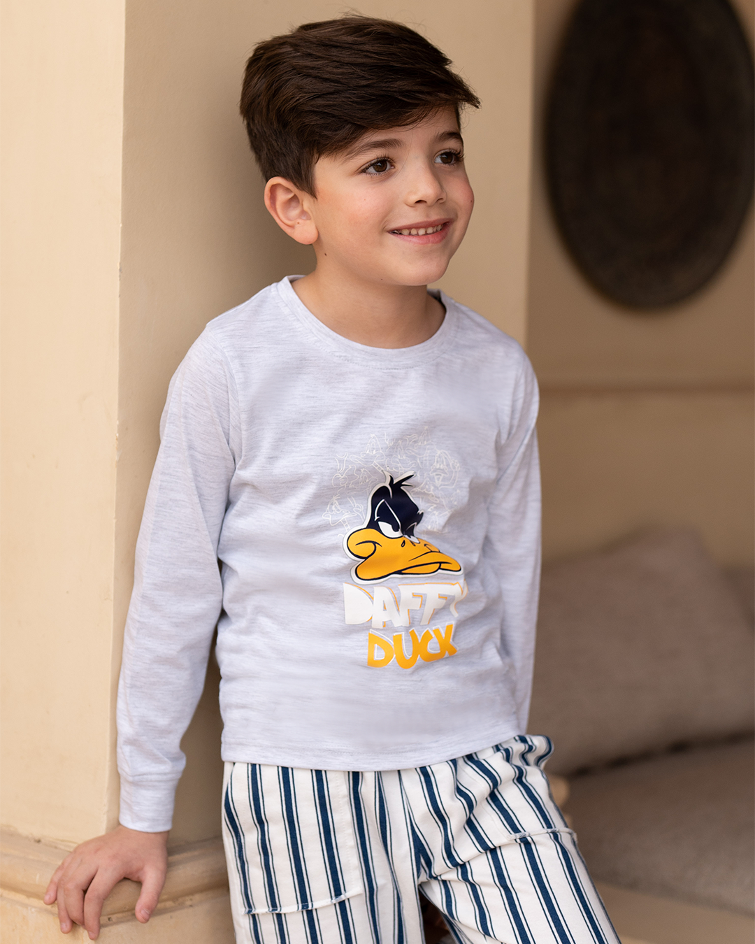 Daffy Duck Pyjama en coton à manches longues pour bébé garçon * Pantalon d'été à rayures Melton