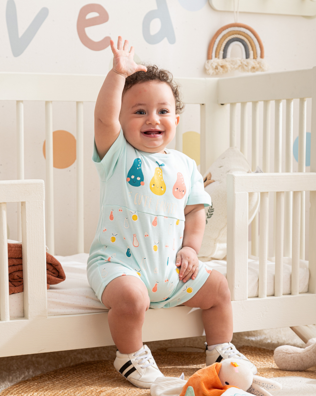 Body bébé garçon à manches mi-longues en coton Cute Fruits