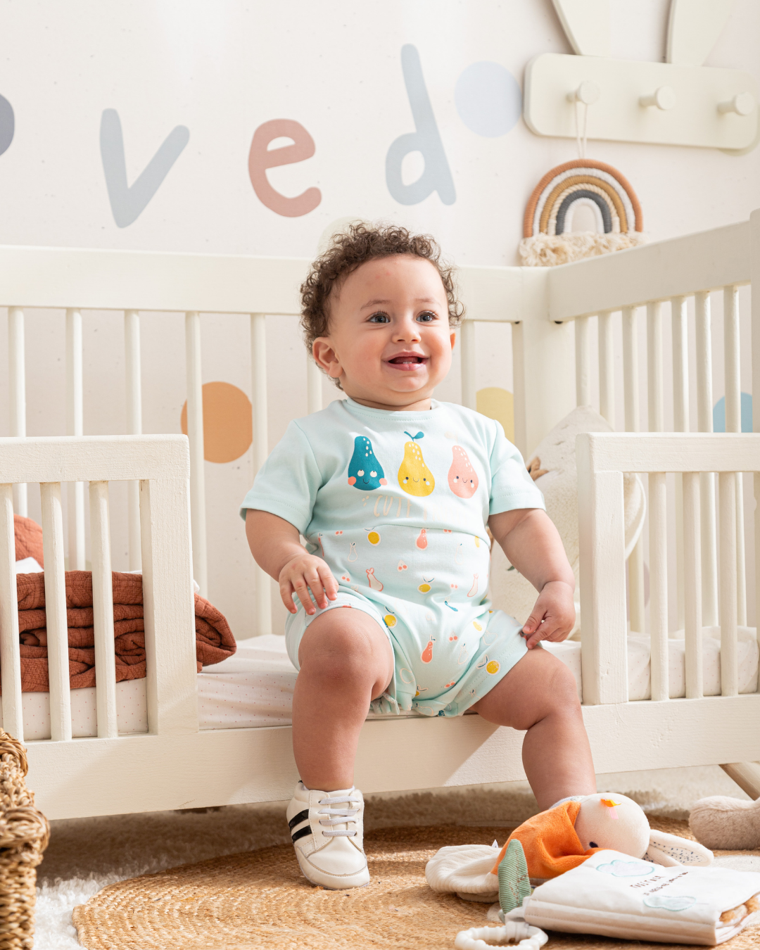 Body bébé garçon à manches mi-longues en coton Cute Fruits