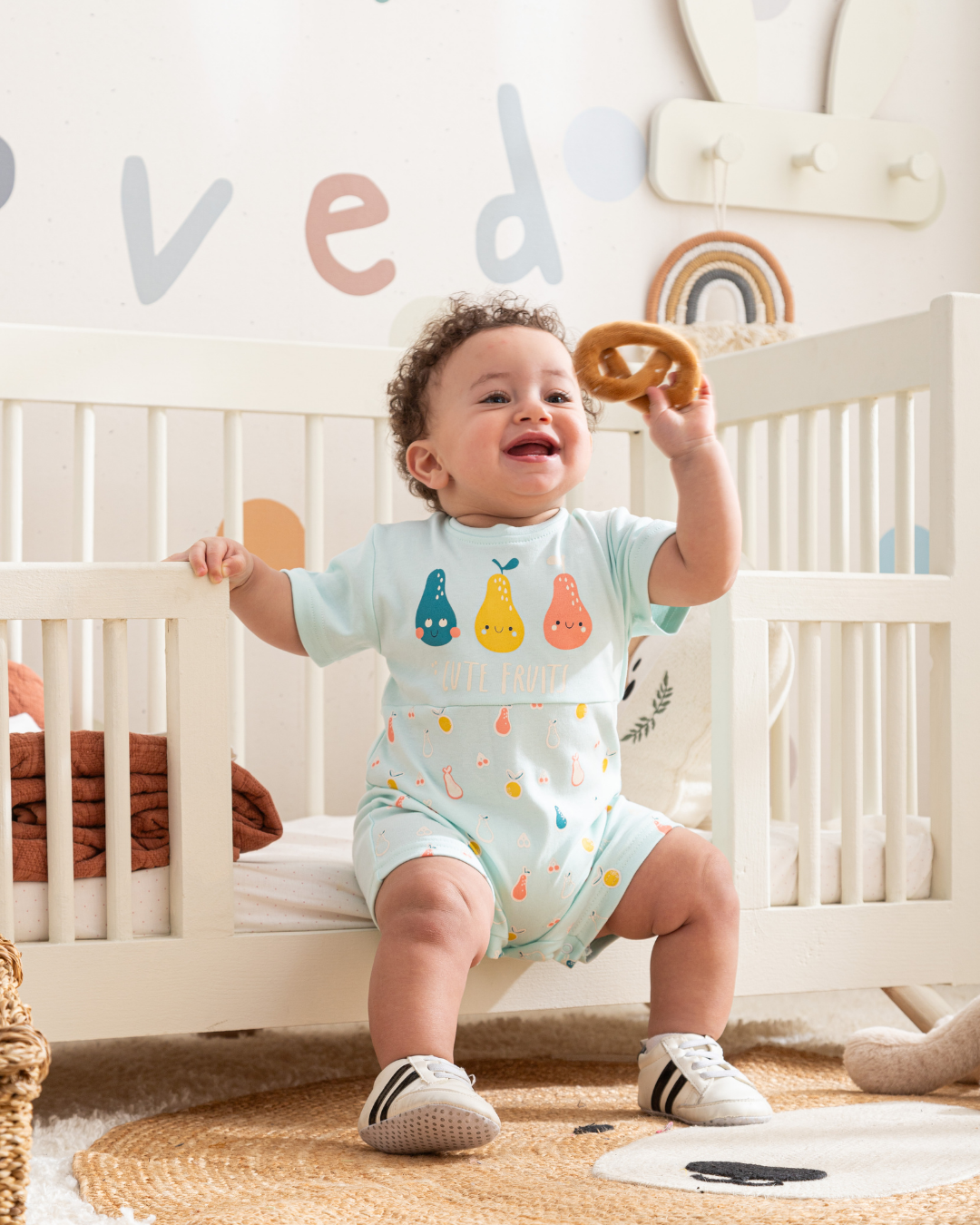 Body bébé garçon à manches mi-longues en coton Cute Fruits