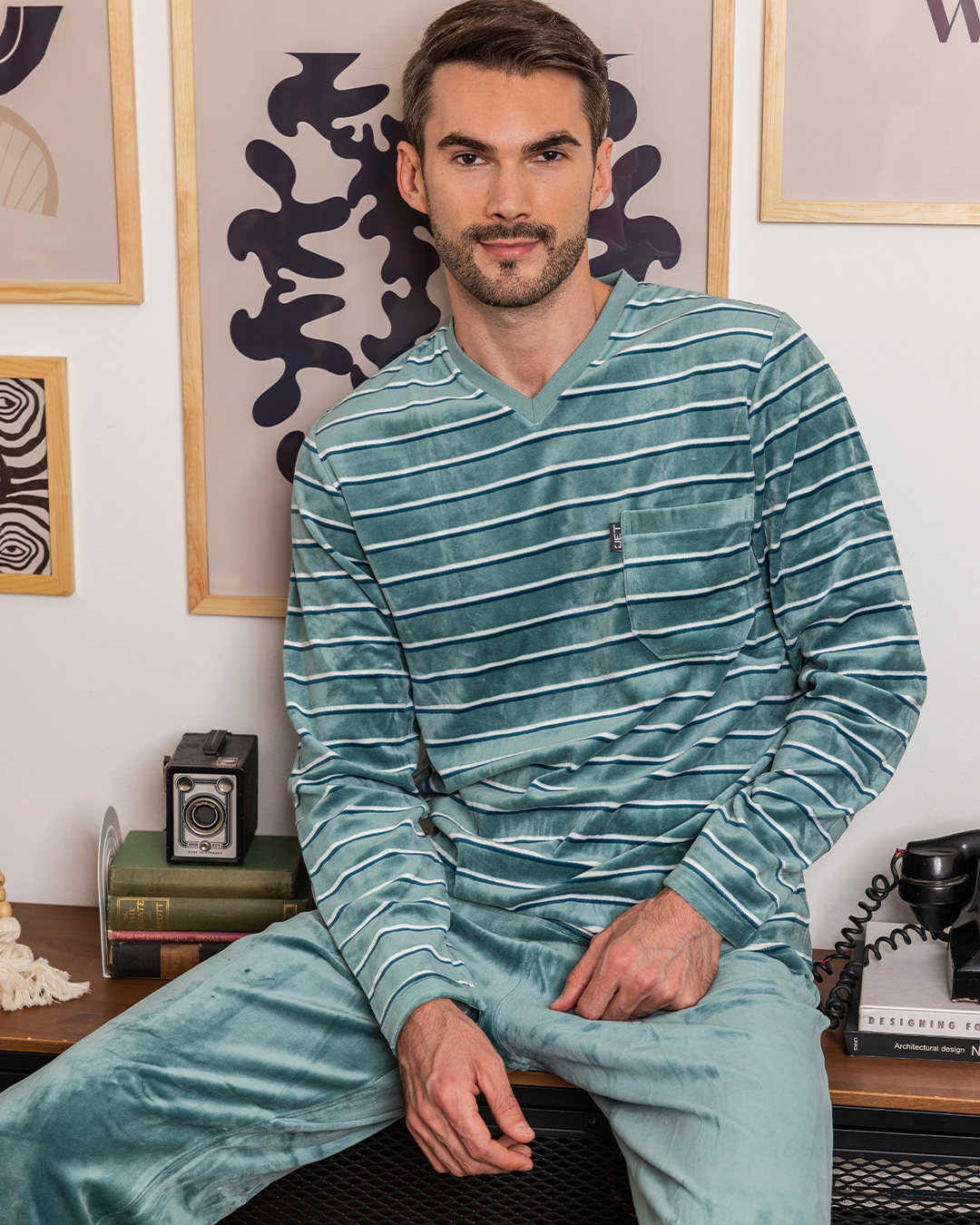 Pyjama Coton Pyjama Homme Sesto Senso Coton - Manches Longues Avec Poche Pantalon Pyjama Poche