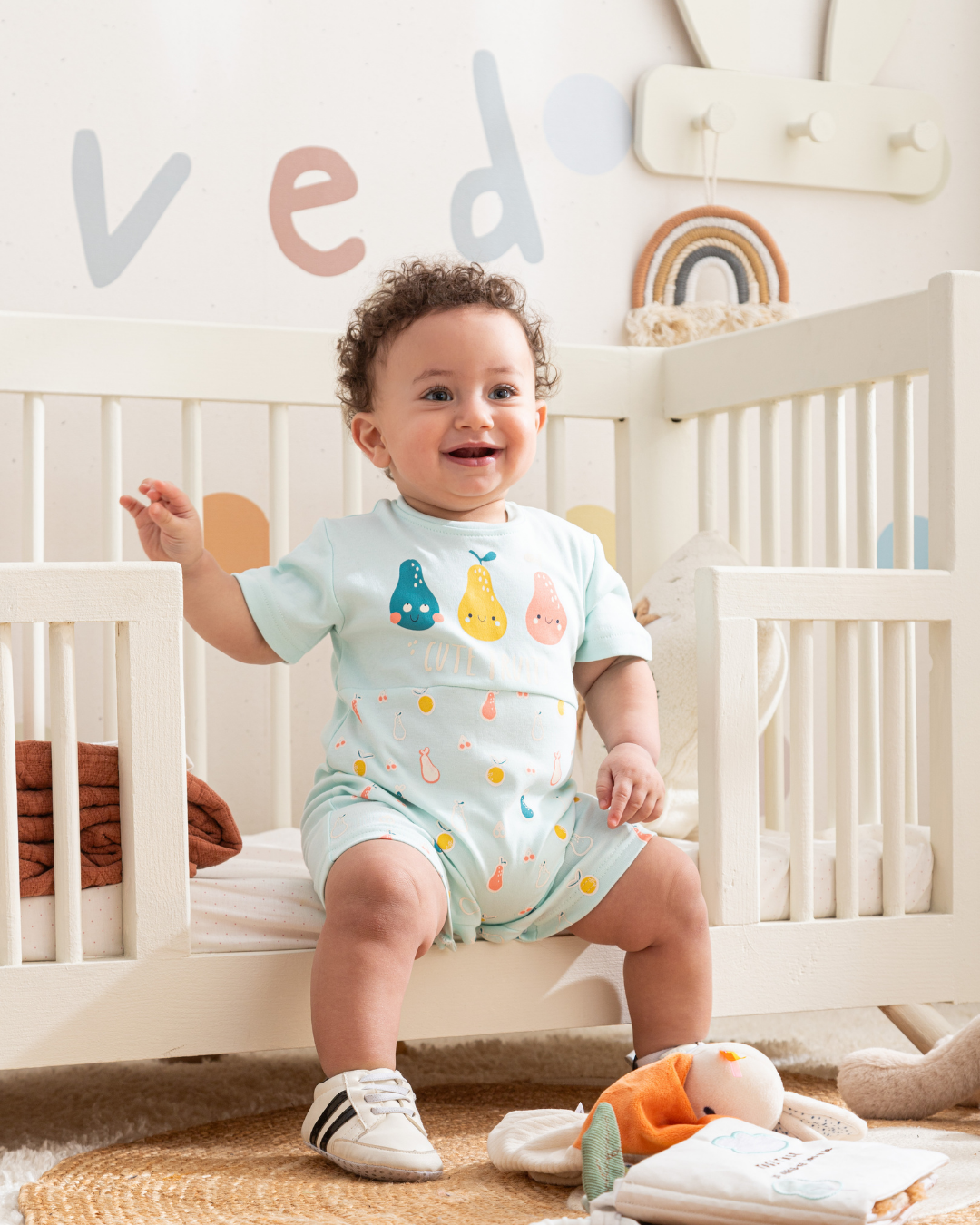 Body bébé garçon à manches mi-longues en coton Cute Fruits