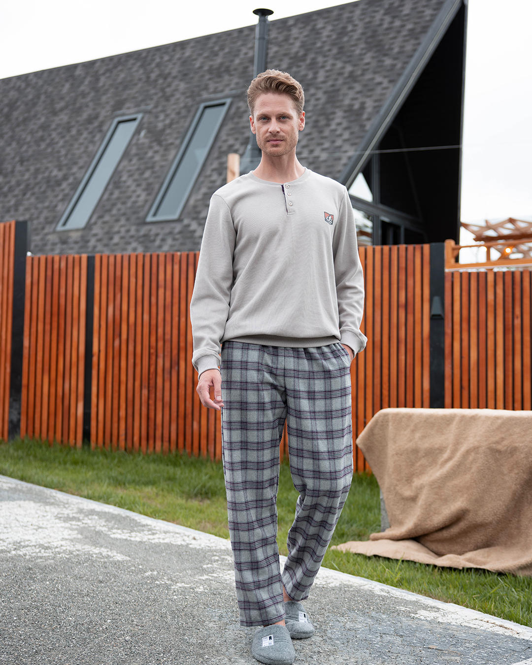 Pyjama cachemire homme écusson montagne